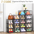 Large Thick Clear Shoe Organizer (Black / 9 pcs)