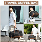 50L Canvas Duffle Bag for Travel Weekender Gym Overnight Carry (Black / 50L)