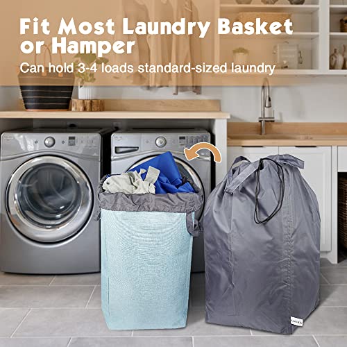 Washable Travel Laundry Bag with Handles and Drawstring (Grey and Black (1 Pack) / Large)