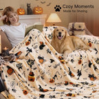 Halloween Fleece Blanket Queen (Halloween Pumpkin Cat / Queen(90" X 90"))