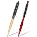2 Styles Small Round Brush, Wooden Mini Hair Brush Roller Quiff Hair Combs, Mustache Brush, Travel Nylon Hairdressing Brushes Styling Volume Hairbrush for Curling, Short, Thin Hair