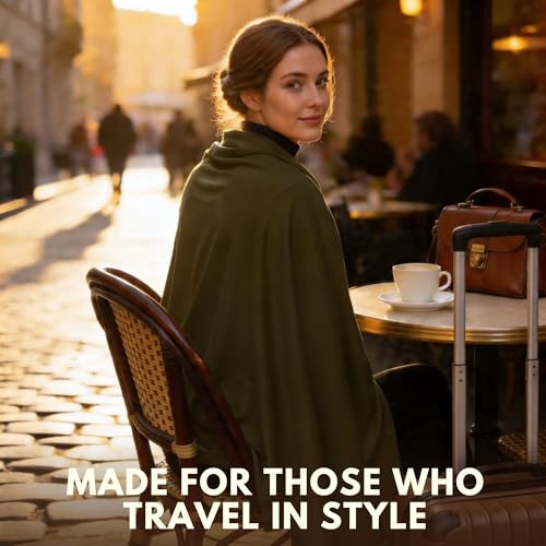 Apear 16-in-1 Soft Travel and Airplane Blanket with Bag Viscose from Bamboo (Olive/Black)