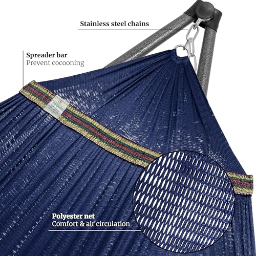 Combo x2 Hammocks with Stand for Outside & Tree Straps (Combo - Aegean)