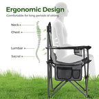 Heavy Duty 400lbs Mesh Back Camping Chairs with Lumbar Support (Black&grey / 2PC)