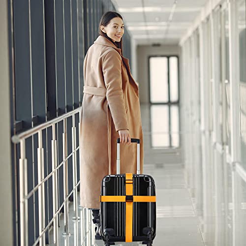 Luggage Straps for Suitcases TSA Approved Travel Belt 4 Pack by Chelmon (Yellow)