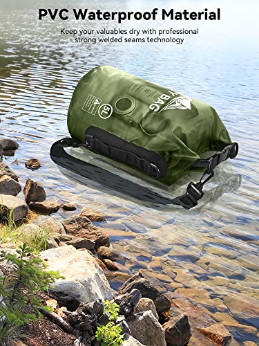 Dry Bag Waterproof Backpack with Phone Case (Pitch Green / 40L)