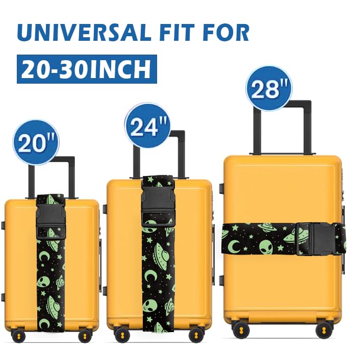 Luggage Straps for Suitcases Travel Belt Accessories (Cute Green Aliens)