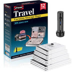 Travel Vacuum Bags for Luggage with Portable Electric Pump (12 Combo)