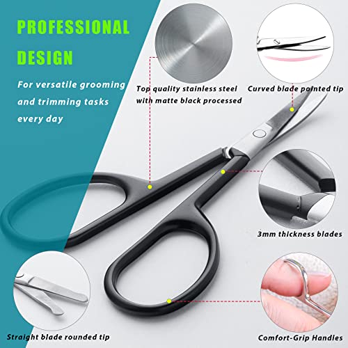 Facial Hair Small Grooming Scissors For Men Women (2PCS - With Cover / Black)