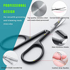 Facial Hair Small Grooming Scissors For Men Women (2PCS - With Cover / Black)