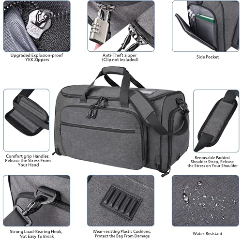 2 in 1 Garment Duffle Bags for Travel Mens Carry (Waterproof Compartment)