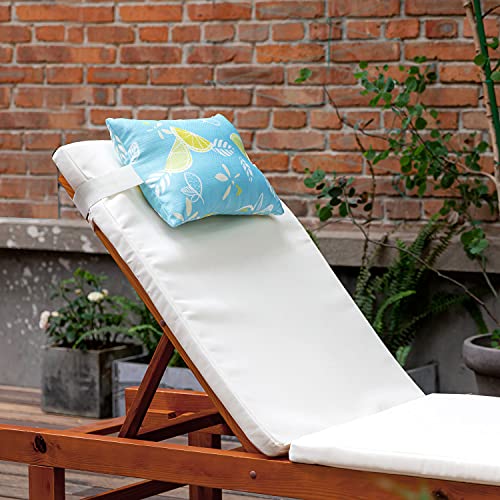 Outdoor Patio Chaise Lounge Small Headrest Waterproof Pillows with Insert & Adjustable Elastic Stripe (Lemon)