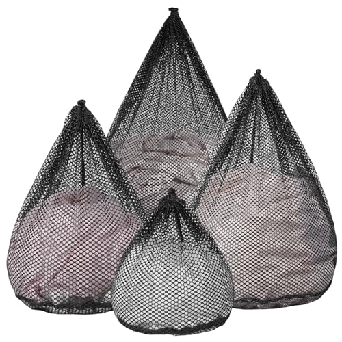 4Pcs Mesh Laundry Bags Washing Machine Mesh Wash Bags Jumbo for Delicates Clothes (Black / Pack 4 pcs)
