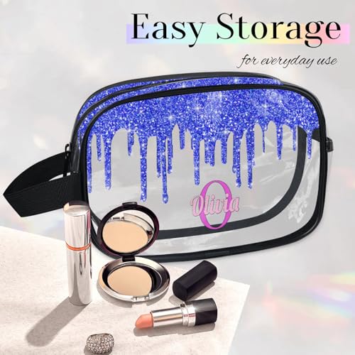 Personalized Clear Makeup Bag with Name (Royal Blue)