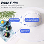 Sun Hats for Women Wide Brim Summer Hat Large Floppy Sun Straw Hat Foldable Packable Beach Hats UPF 50+ (Medium Size: White / Brim 5.5" (Head Circumference 22-22.8"))