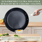 Healthy Duralon Blue Ceramic Nonstick Cookware Set (12pc Vanilla Cream / 12pc Set)