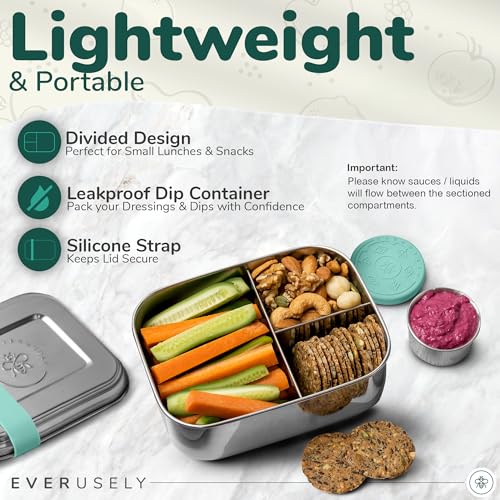 Stainless Steel Bento Box + Condiment Container (Green / 47oz / 1400ml)