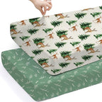 Baby Fitted Crib Sheets (Sika Deer&foliage / 52X28 Inch)