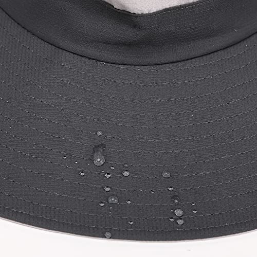 Womens Summer Sun Hat Beach Hat Wide Brim Outdoor UV Protection Hat Foldable Cool Mesh Ponytail Bucket Hat (6-7 / Light Grey-grey)