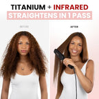 Titanium Flat Iron Hair Straightener Large with Infrared (Black / 1.8 Inch Plate)