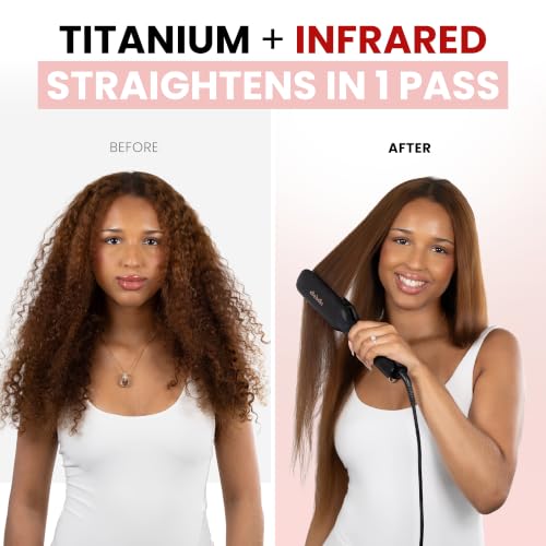 Titanium Flat Iron Hair Straightener Large with Infrared (Black / 1.8 Inch Plate)