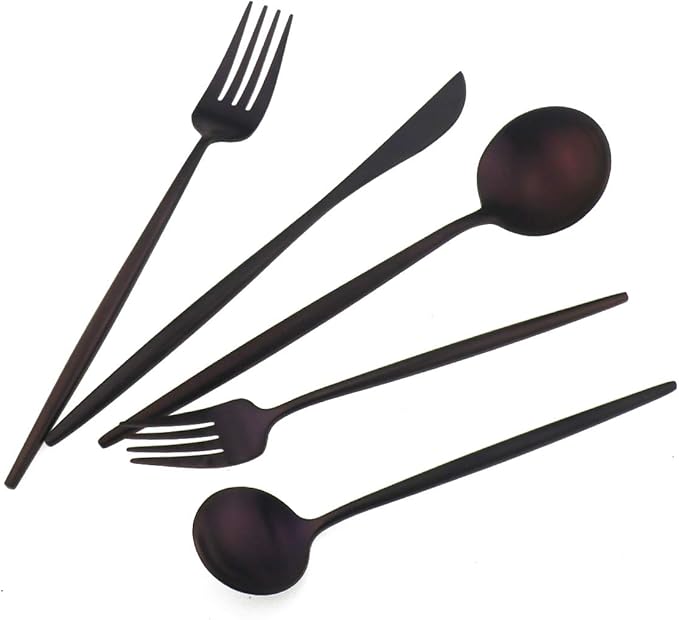 Matte Purple Silverware Set, Gugrida 5-Piece 18/10 Stainless Steel Satin Finish - Image 4