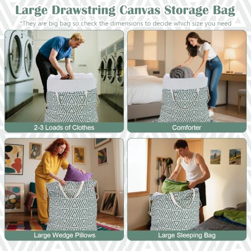 Canvas Laundry Bag 33"Wx 35"H (Geom SlateGreen,1pc XL / XL 33"W x 35"H┃1 Pack)