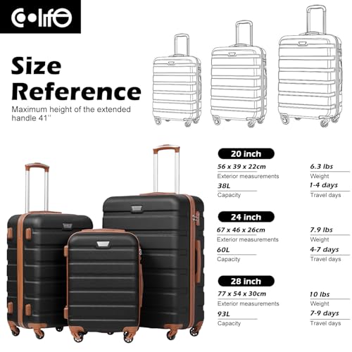 Luggage Set 3 Piece Lightweight Durable Hardshell (Apricot Navy)