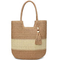 Straw Beach Bags for Women Summer Tote Bag Boho Shoulder Purse (A Khaki)