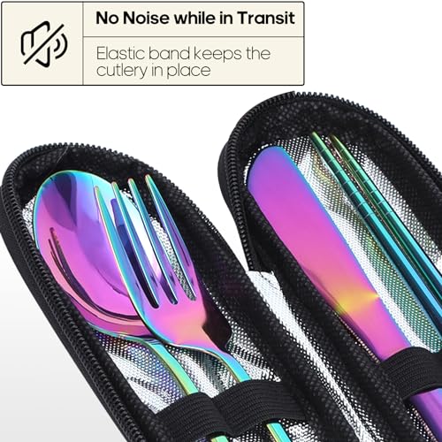 Travel Utensils with Case (Rainbow)