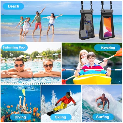 Large Capacity Waterproof Phone Pouch Floating (Black,1 Piece)