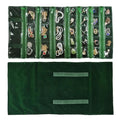 Travel Jewelry Roll Bag Portable Organizer Pouch With Grids&PVC Cover Storage Bags for Necklace (Blackish Green Velvet 29 Grids)
