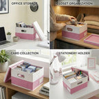 Storage Bins with Lids [3 (Pink&Cream / S(3-Pack))