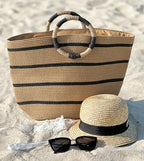 each Bags for Women Straw Tote Bag Summer Beach Bag Large Woven Straw Tote for Vacation Holiday (Brown)