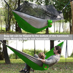 Camping Hammock with Net (Green & Grey / Large)