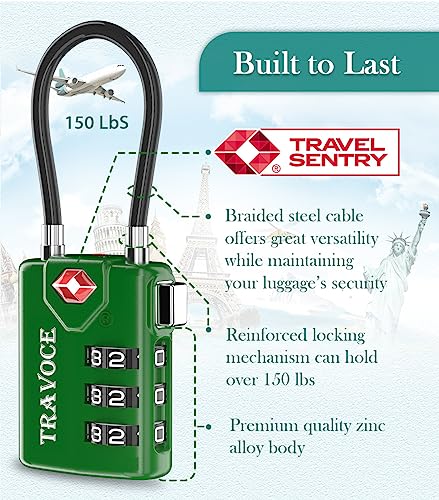 TSA Approved Luggage Locks (1.4*0.72*3.54 in / Army Green 2 Pack)