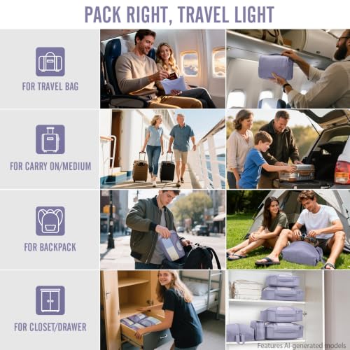 8 Set Packing Cubes for Travel Essentials (14 Early Purple Gray)
