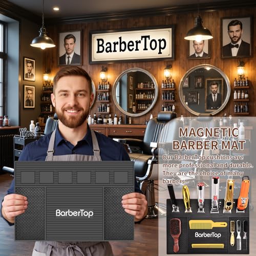 Magnetic Mat 19x12.5 Inch 6 Slots Barber Tray Hairdressing Electric Clippers Storage Mat Salon Table Tools Nonslip Cushion Heat Resistant Pad for Clippers Scissors Combs for Barbershop Salon (6 Magnetic 19 x 12.5)