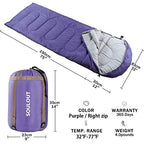 3 4 Season Sleeping Bag for Adults & Teens (Purple / 87*33)