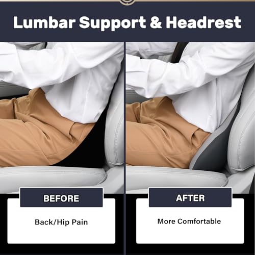 Lumbar Support Pillow and Car Neck Pillow (Gray2 / 2 Pieces)