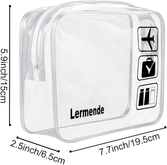 Lermende 2pcs Clear Toiletry Bag TSA Approved Travel Bag, Carry On - Image 2