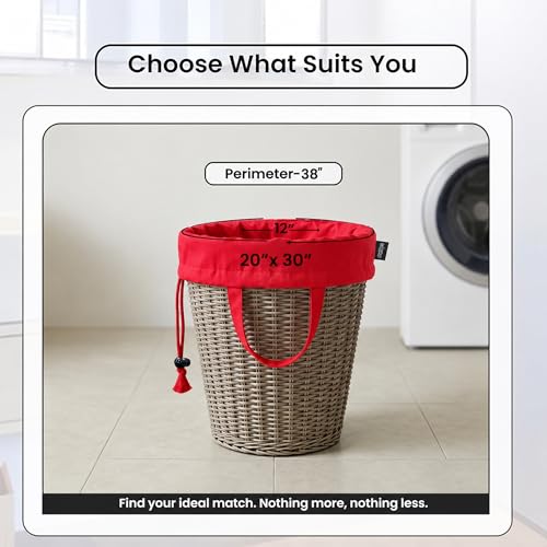 LFH Home Cotton Rich Large Premium Canvas Laundry Bag (20"x30" (Pack of 1) / Red)