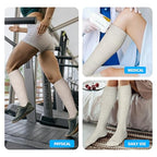 Cotton Compression Socks for Women&Men 20 (2 Pairs-grey&beige / Small-Medium)