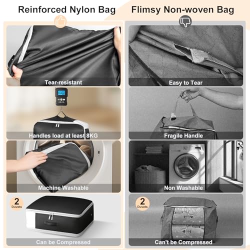 Comforter Storage Bag (Black / 4 Pack - 3-Layer)