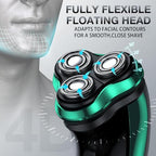 Electric Razor for Men Cordless Rotary Shaver Wet Dry with Trimmer (Green)