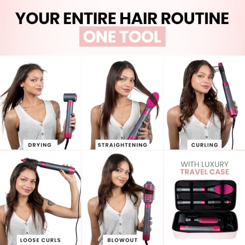 6 in 1 Professional Hot Air Styler & Straightener (Gray/Purple)