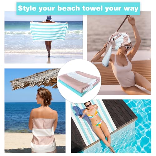 2 Pack Microfiber Beach Towel (2 Pack- Green Brown / 75”x 35”)