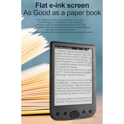 6 Inch E Reader Digital Reader Electronic Book Reader with 800x600 High Resolution Screen Multifunctional Navigation Buttons for PDF EPUB TXT DOC FB2 MOBI (8G / 8G)