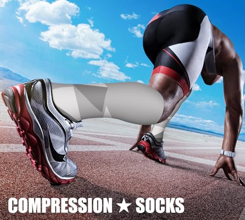 Compression Socks for Women & Men Circulation (Large-X-Large / 42 Green/Blue/Grey)