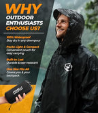 Extra Long Rain Poncho for Tall Adults (One Size / Black)